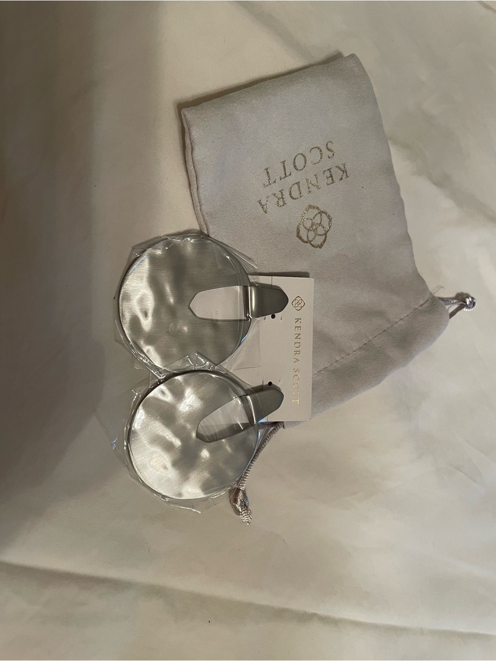 Kendra Scott Silver Textured Round Drop Earrings